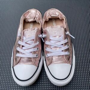 CONVERSE ALL STAR SHORELINE SLIP SNEAKER. METALLIC ROSE GOLD. SIZE 6